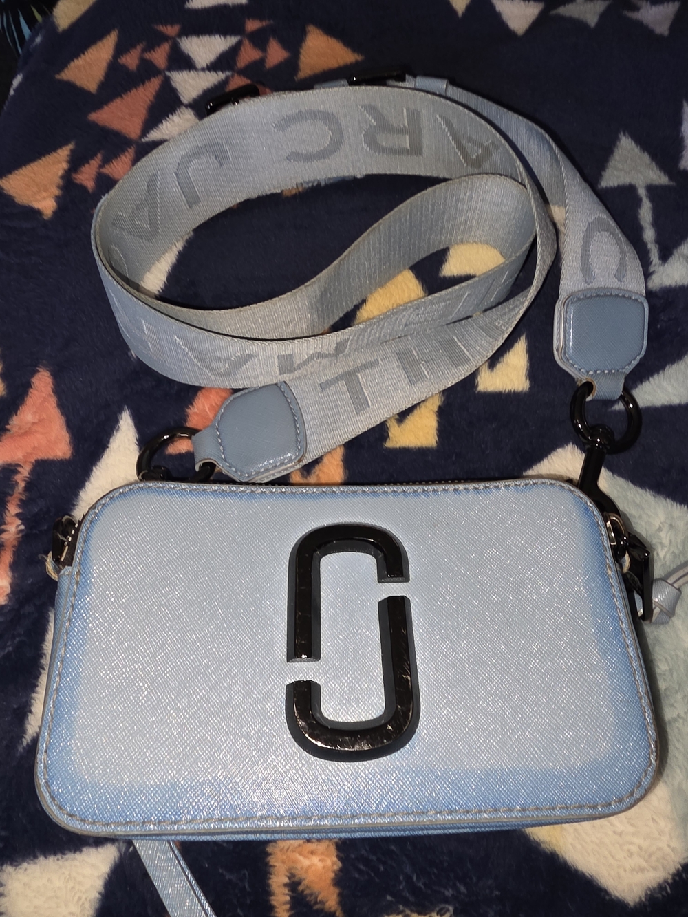 Marc Jacobs Light Blue Snapshot Camera Bag with Logo Strap